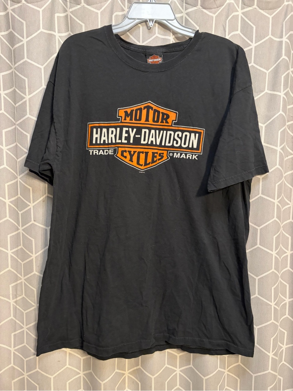 Harley-Davidson Black Tee with Orange and White Bar & Shield Logo